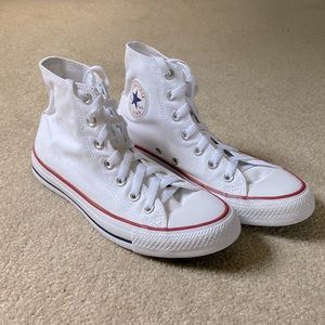Converse White Lace-Up High Tops Women’s Size 8 Clean - Like New